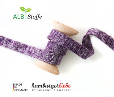 Bio Flachkordel - 2 cm - violett mélange - Albstoffe - Hamburger Liebe